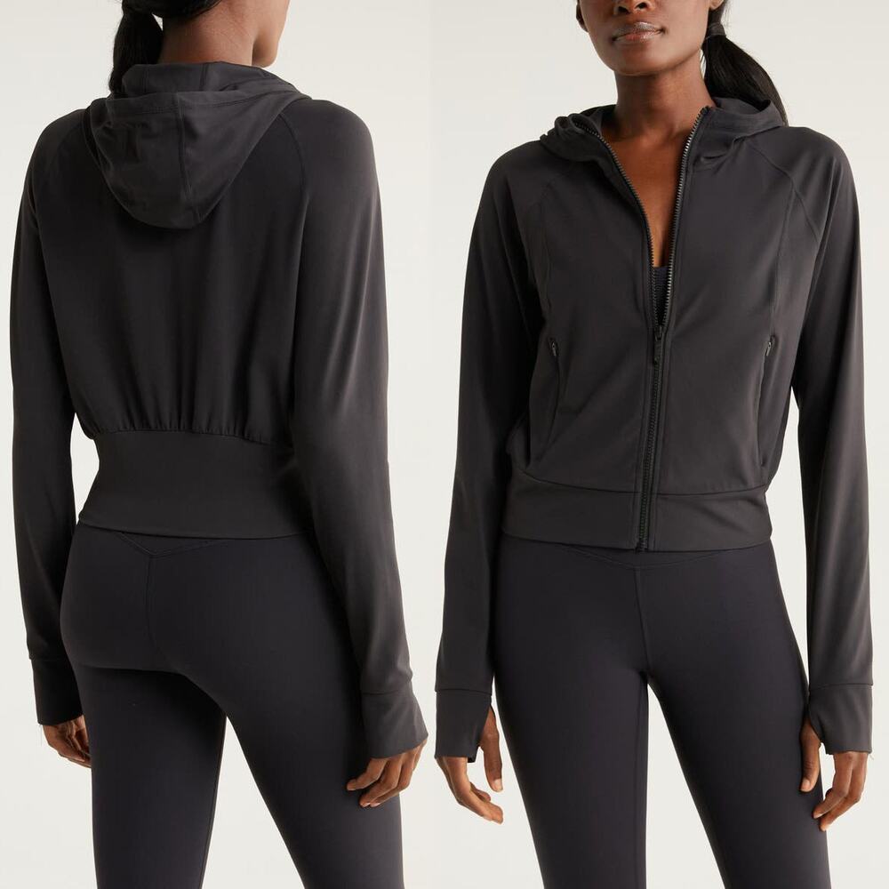NWOT Zella Cropped Zippered Hooded Jacket *Flawed